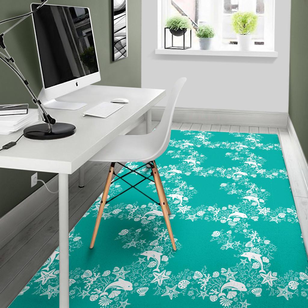 Dolphin Sea Shell Starfish Pattern Area Rug