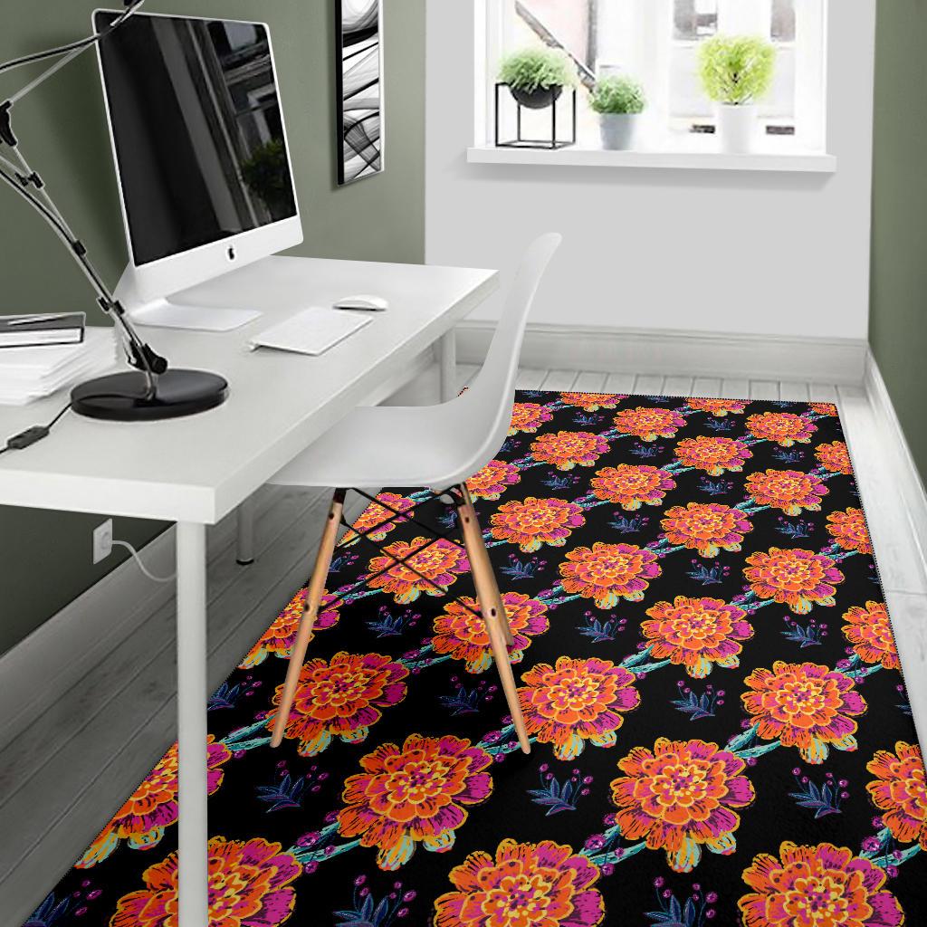 Marigold Pattern Print Design MR04 Area Rugs