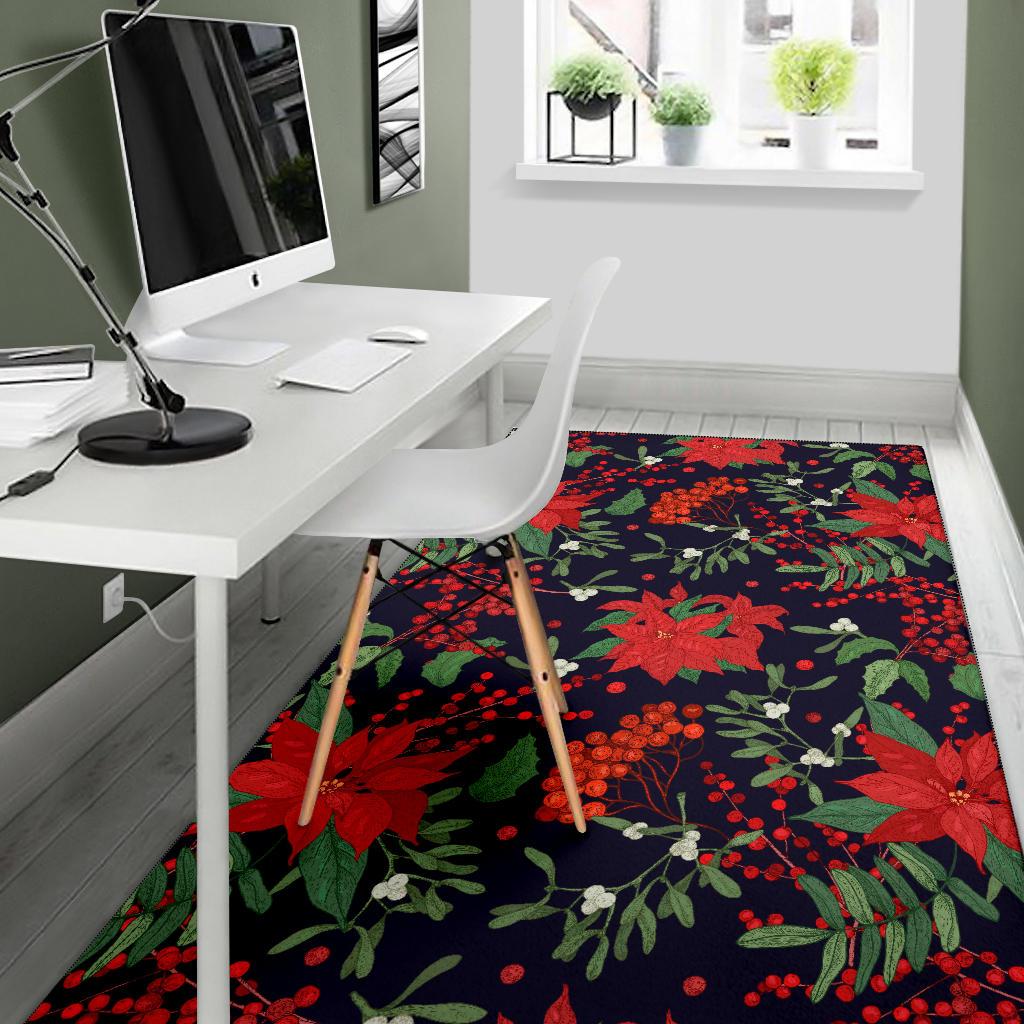 Poinsettia Pattern Print Design POT02 Area Rugs