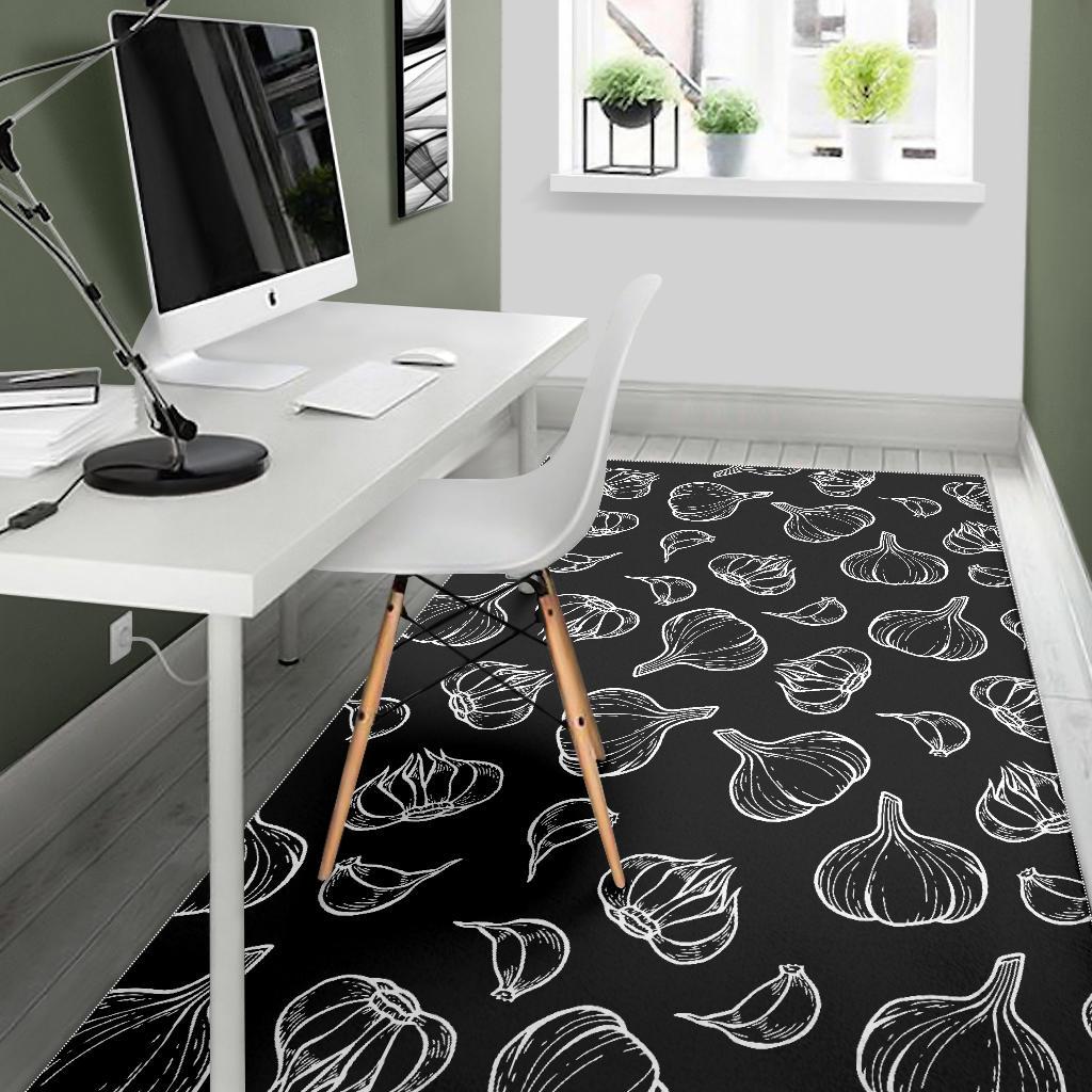 Garlic pattern black background Area Rug