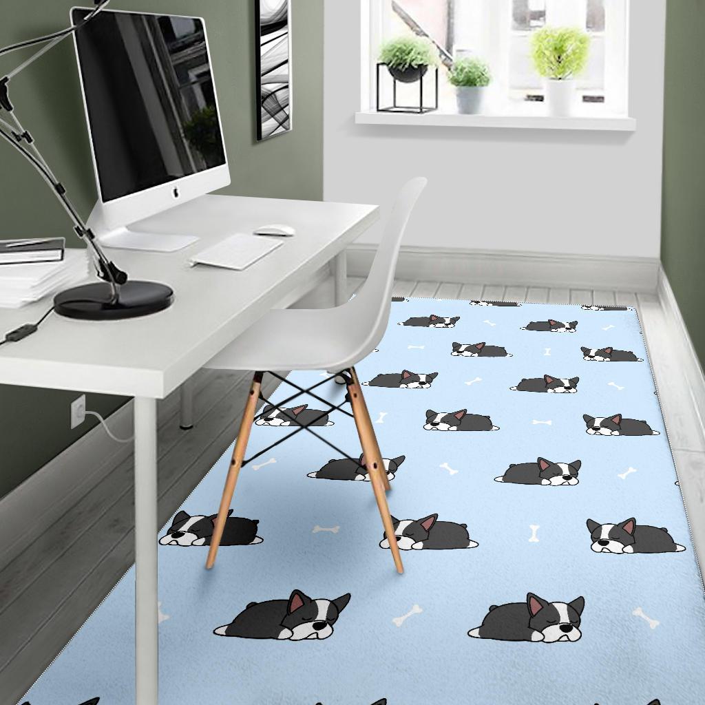 Sleep Boston Terrier Bone Pattern Area Rug
