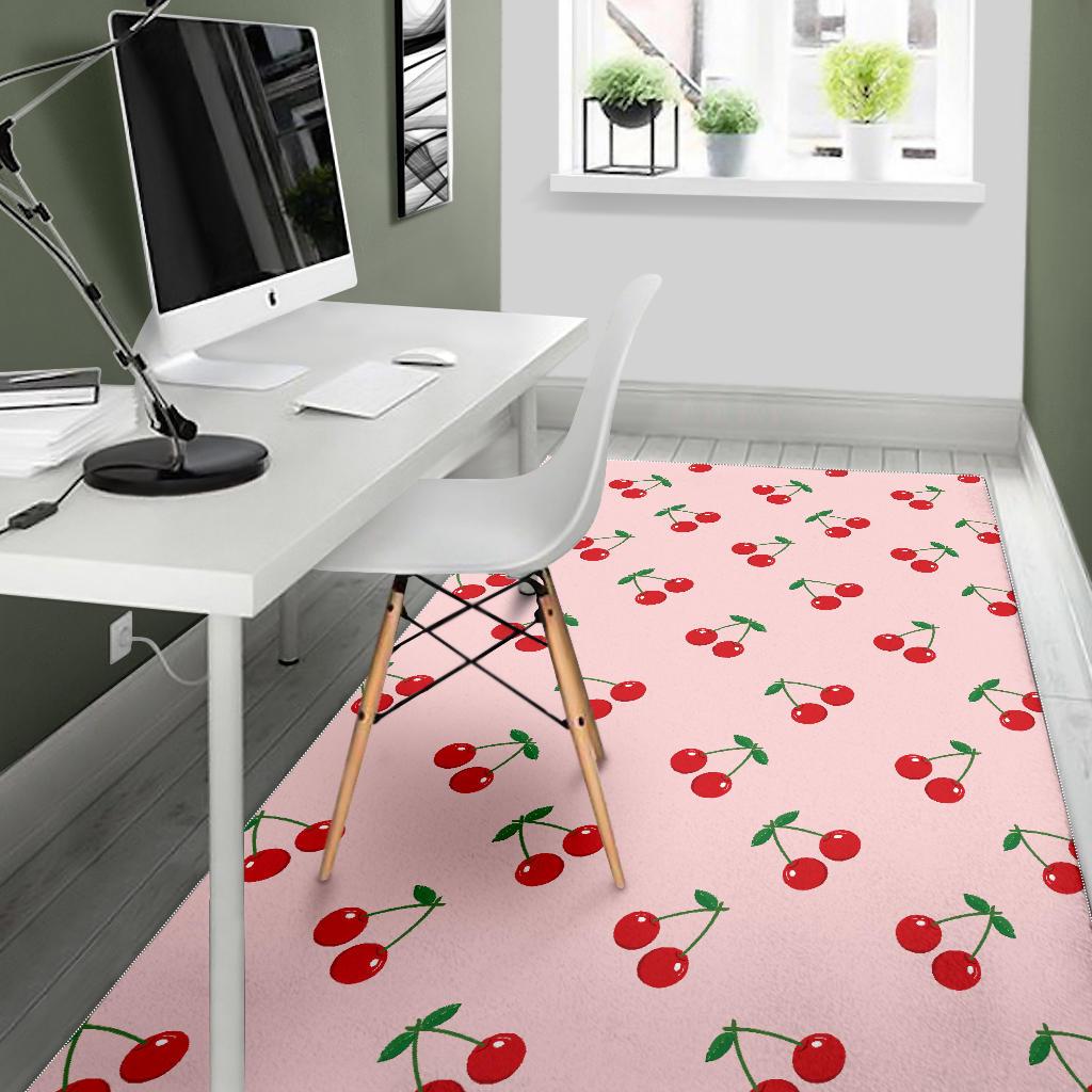 cherry pattern pink background Area Rug