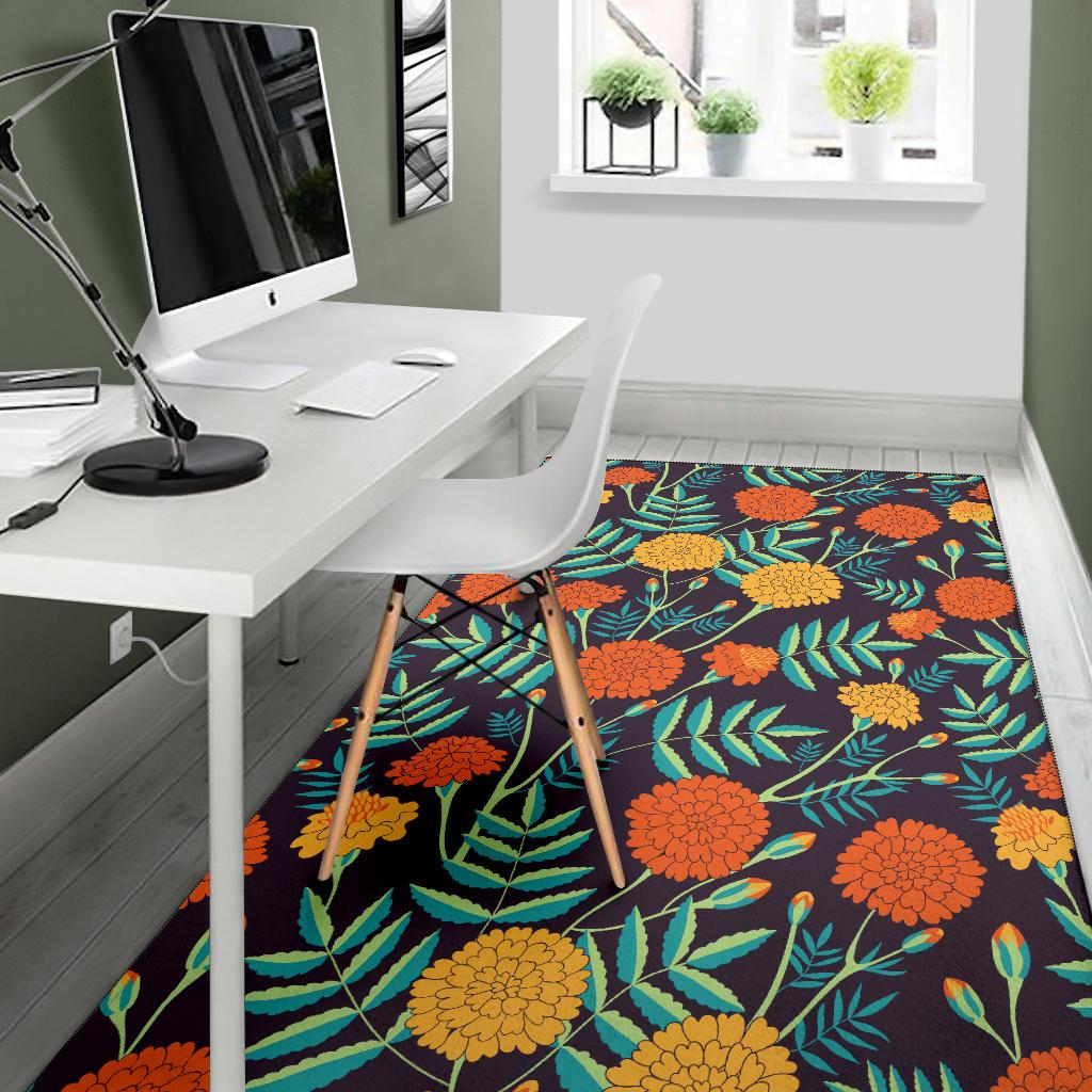 Marigold Pattern Print Design MR01 Area Rugs