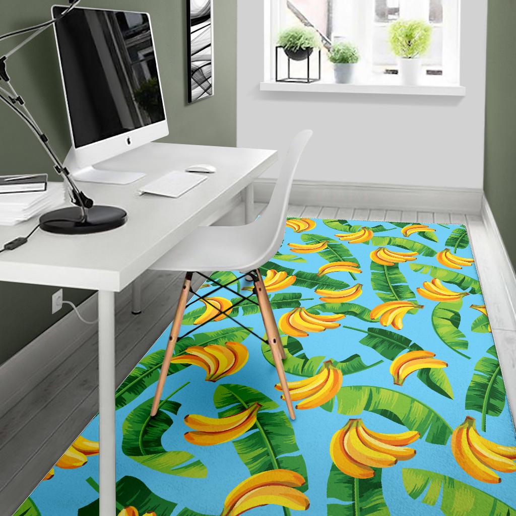 banana leaves banana design pattern Area Rug