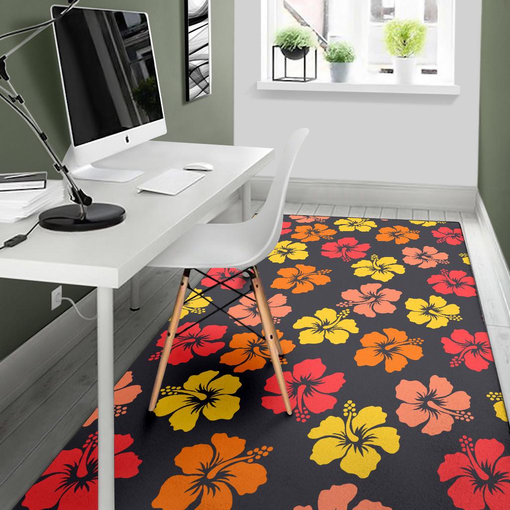 Hibiscus Pattern Print Design HB024 Area Rugs