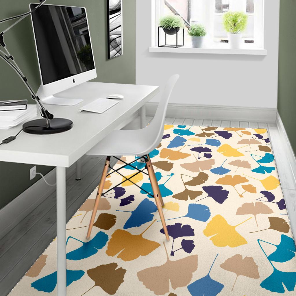 Colorful Ginkgo Leaves Pattern Area Rug