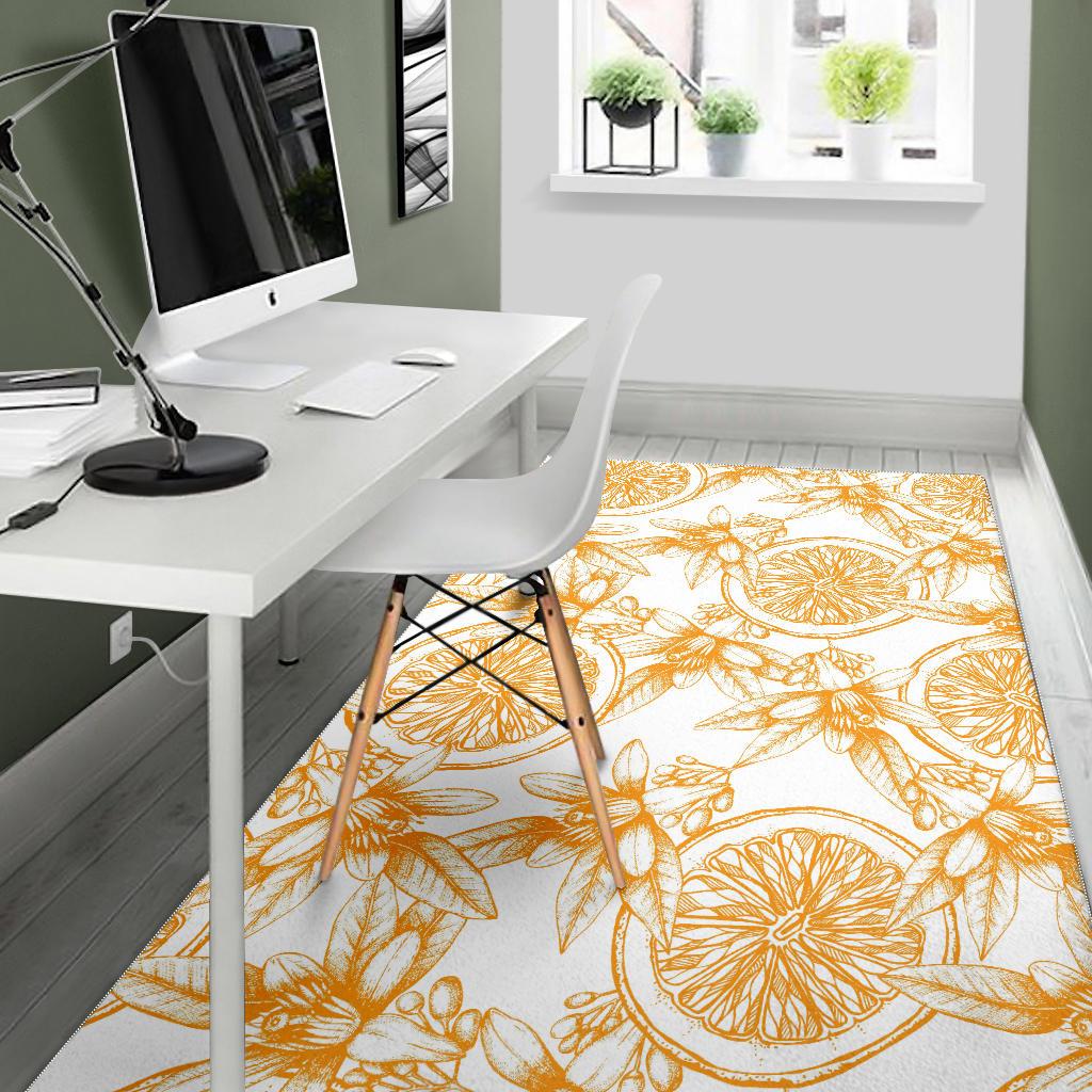 hand drawn orange fruit pattern Area Rug