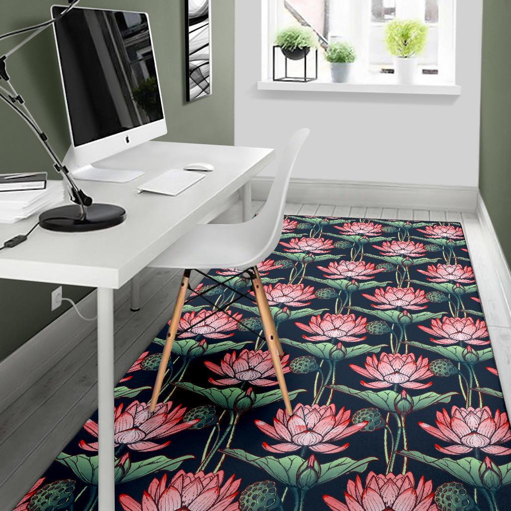 Water Lily Pattern Print Design WL03 Area Rugs