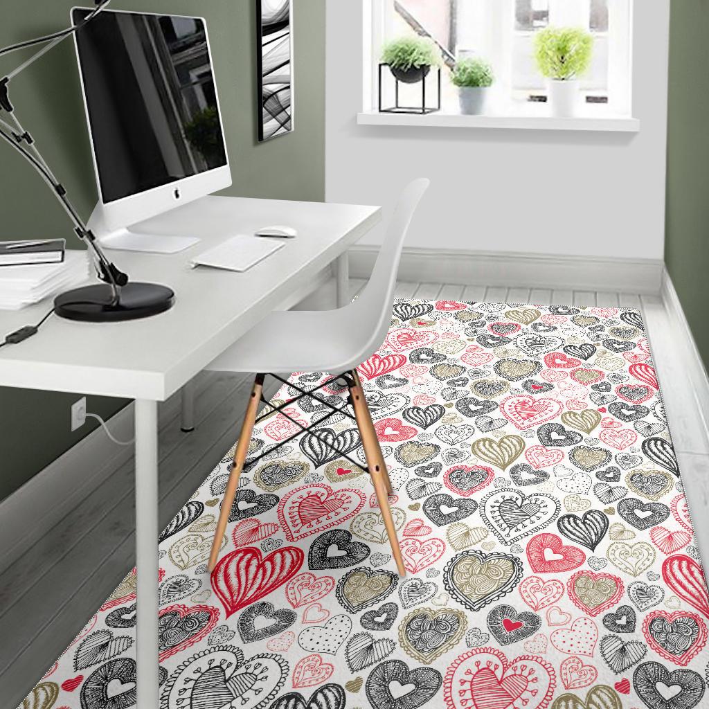 Heart Tribal Pattern Area Rug
