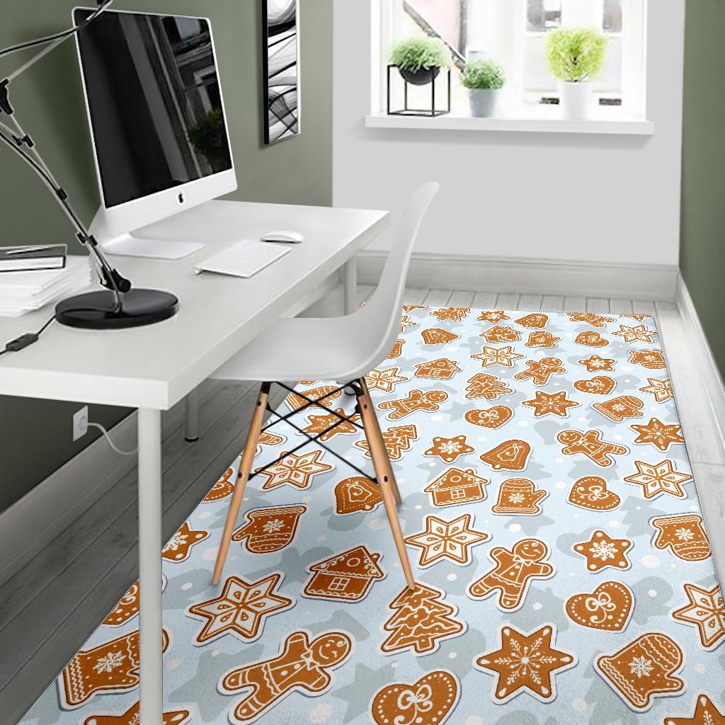 Christmas Gingerbread Cookie Pattern background Area Rug