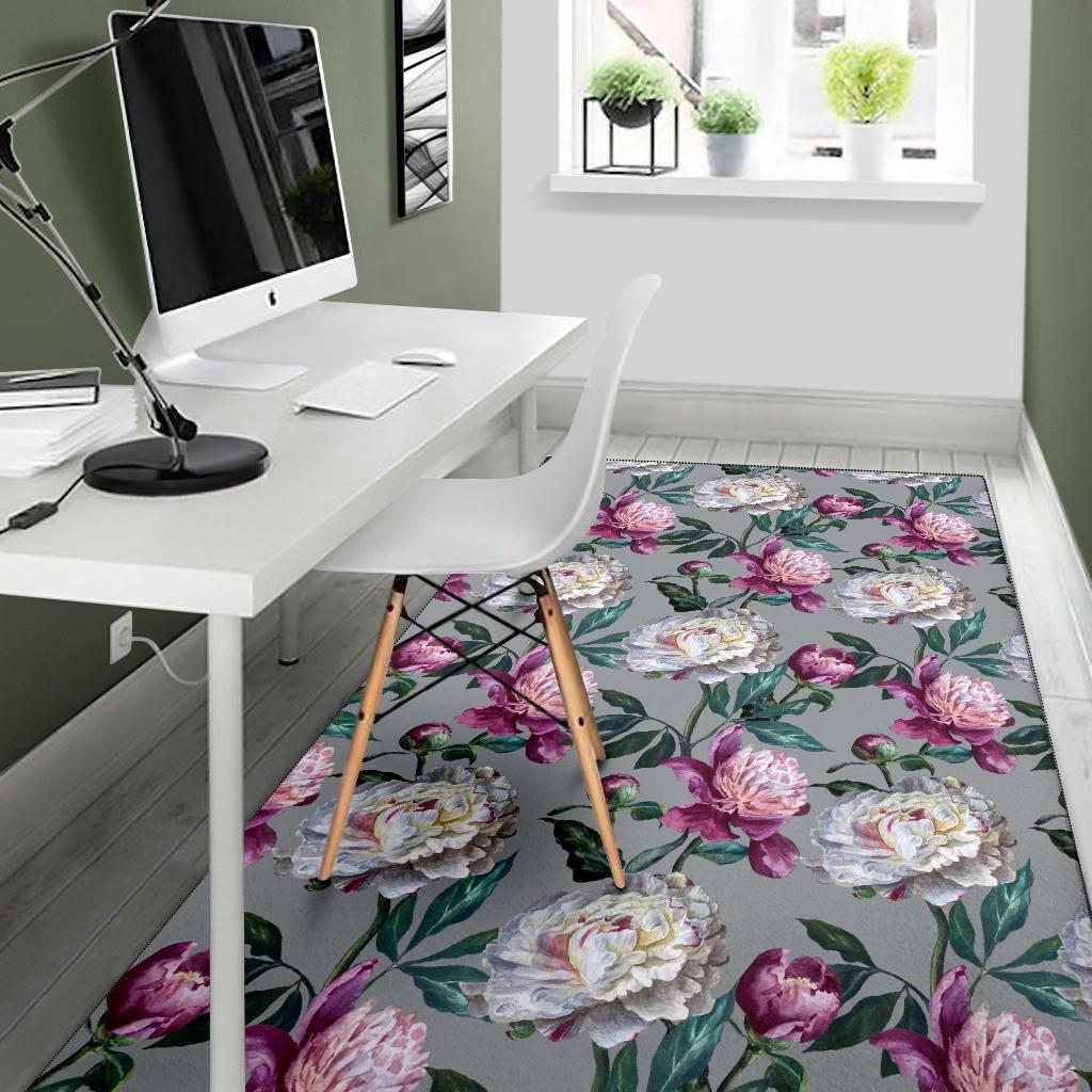 Peony Pattern Print Design PE01 Area Rugs