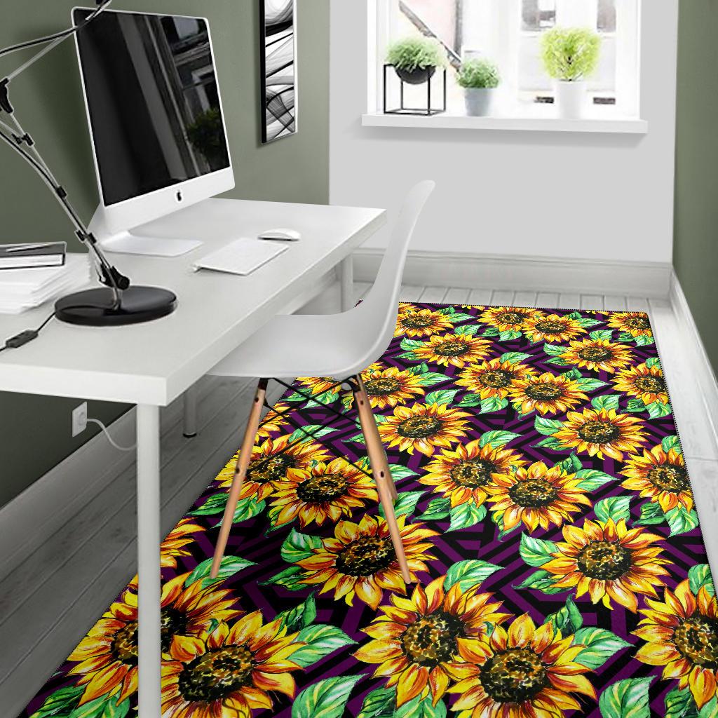 Sunflower Pattern Print Design SF012 Area Rugs