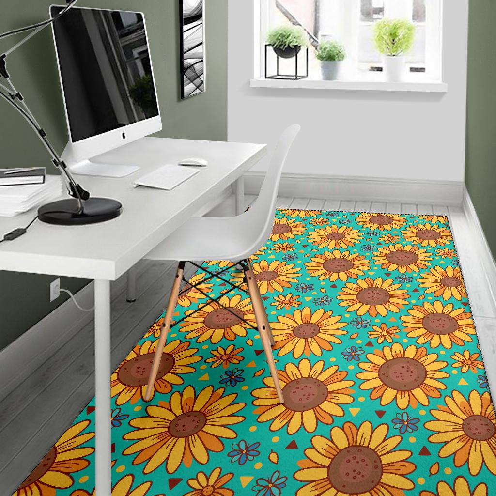 Sunflower Pattern Print Design SF013 Area Rugs