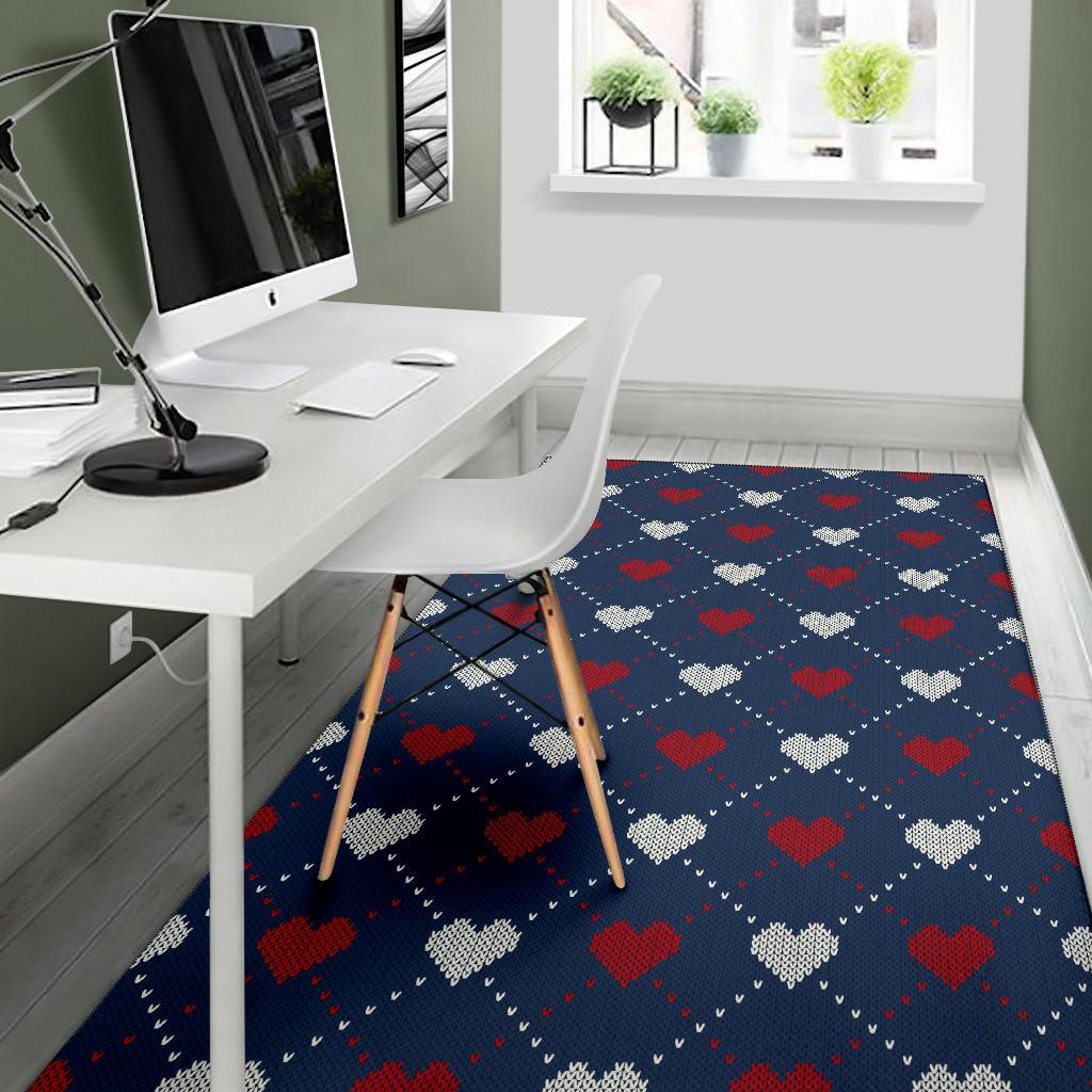 Heart Knit Pattern Print Design HE05 Area Rugs