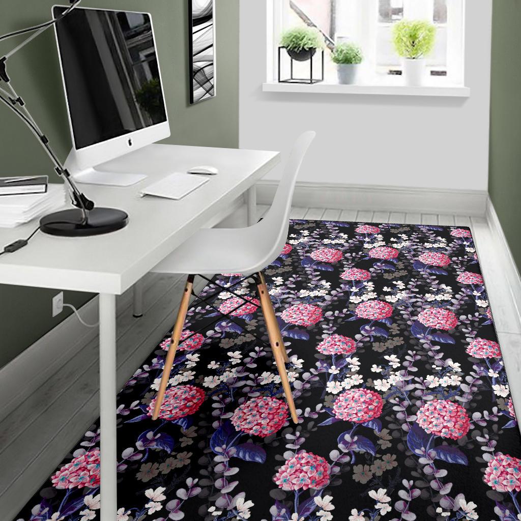 Hydrangea Pattern Print Design HD04 Area Rugs