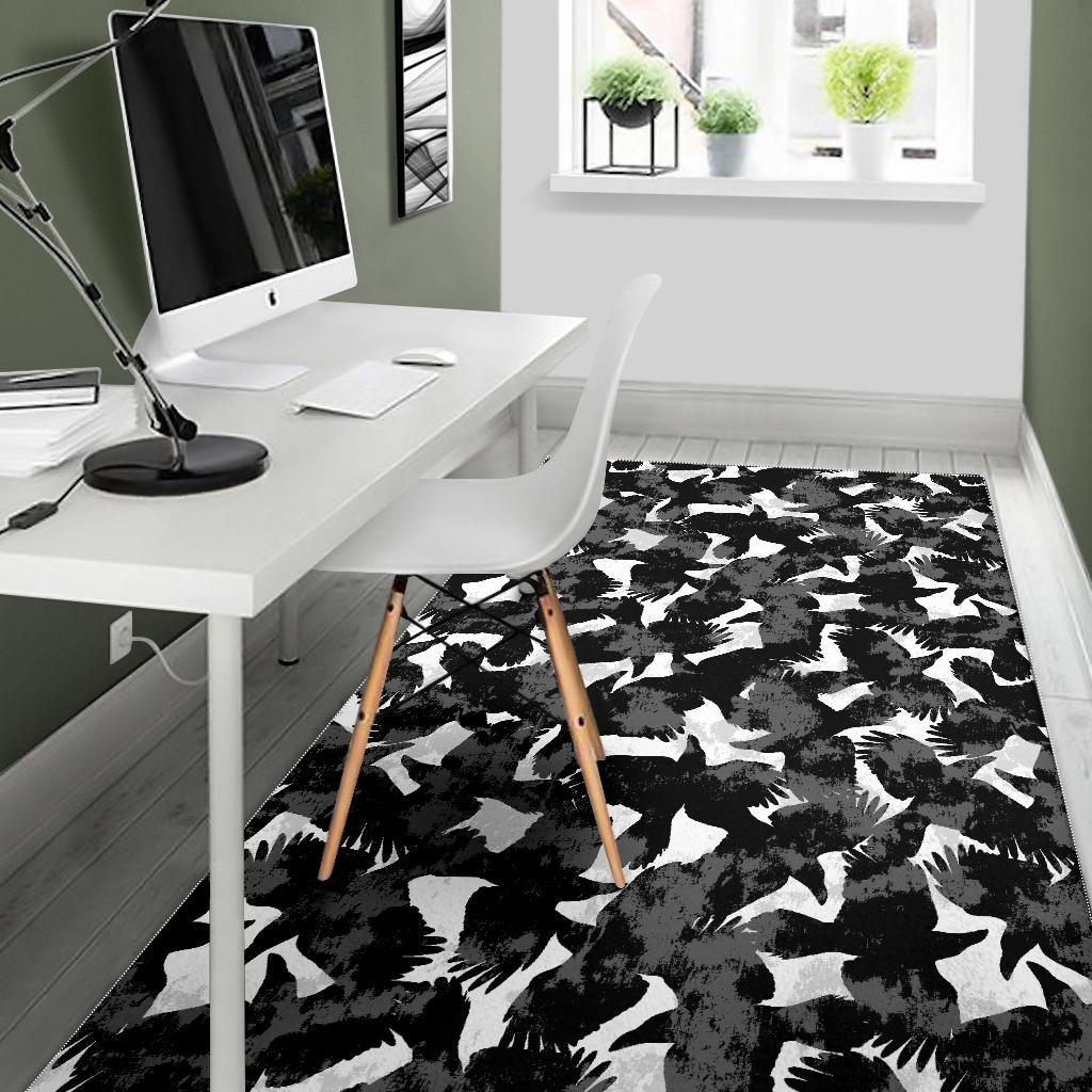 Crow illustration pattern Area Rug