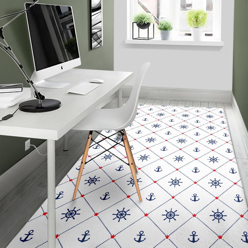 Anchor rudder nautical design pattern Area Rug