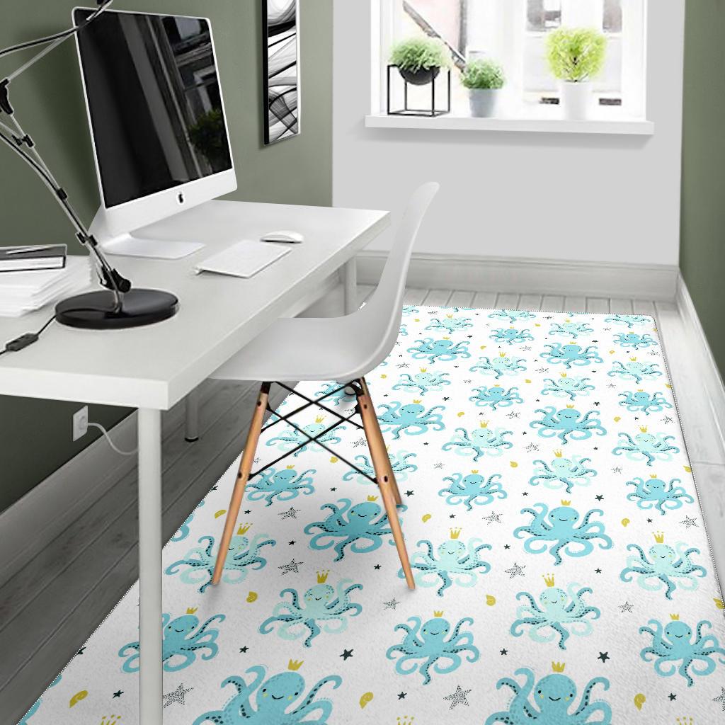 Octopus Blue Pattern Area Rug