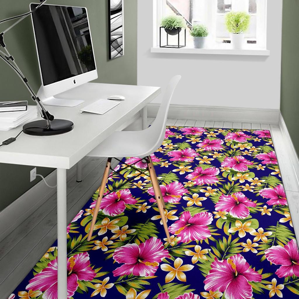 Pink Hibiscus Pattern Print Design HB027 Area Rugs