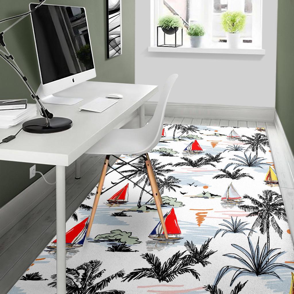 Sailboat Pattern Background Area Rug