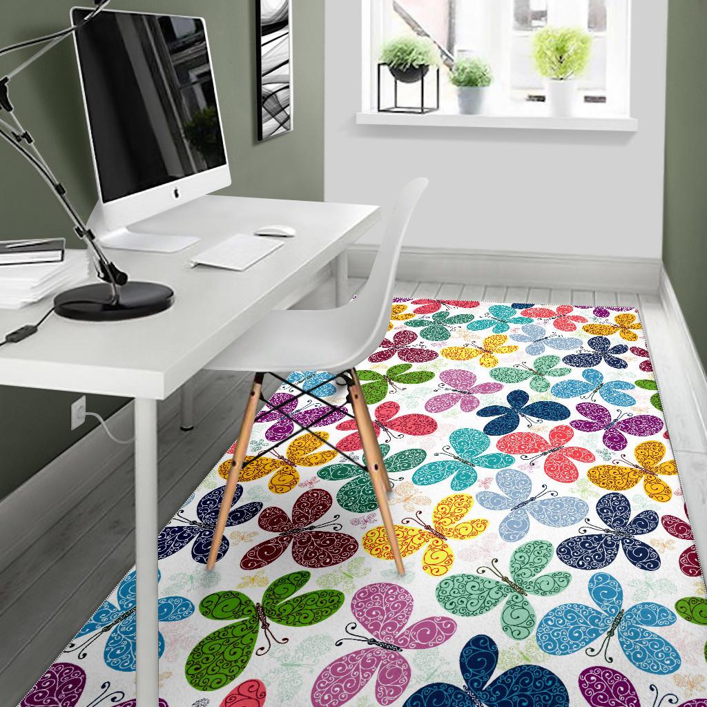 Colorful Butterfly Pattern Area Rug