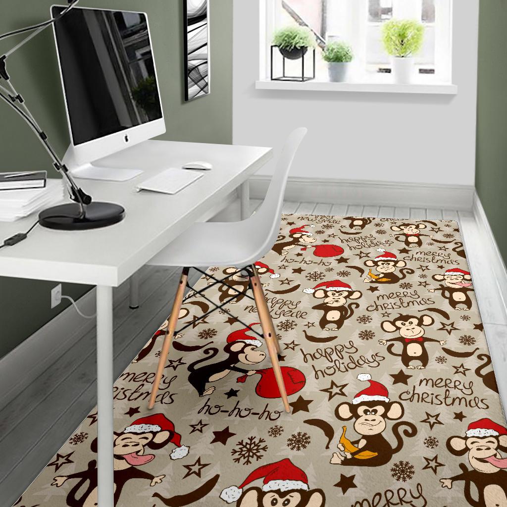 Monkey Christmas Pattern Area Rug