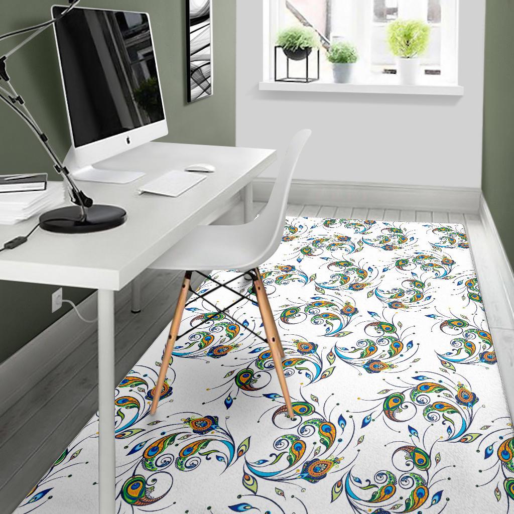 Peacock feather pattern Area Rug