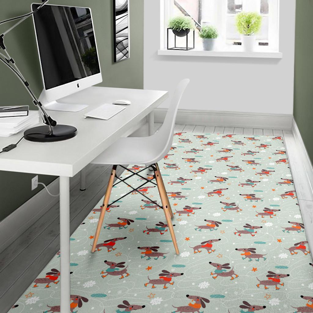 Dachshund Skating Pattern Area Rug