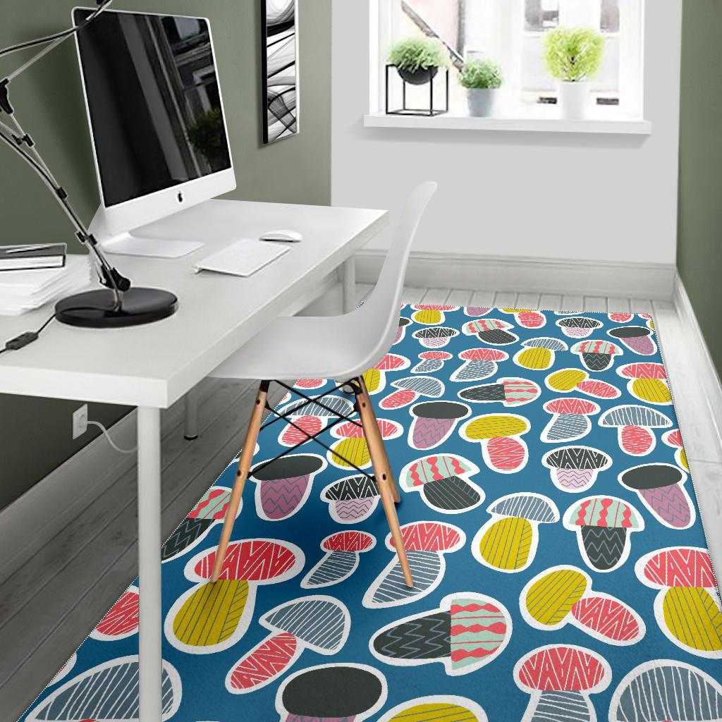 Colorful mushroom design pattern Area Rug