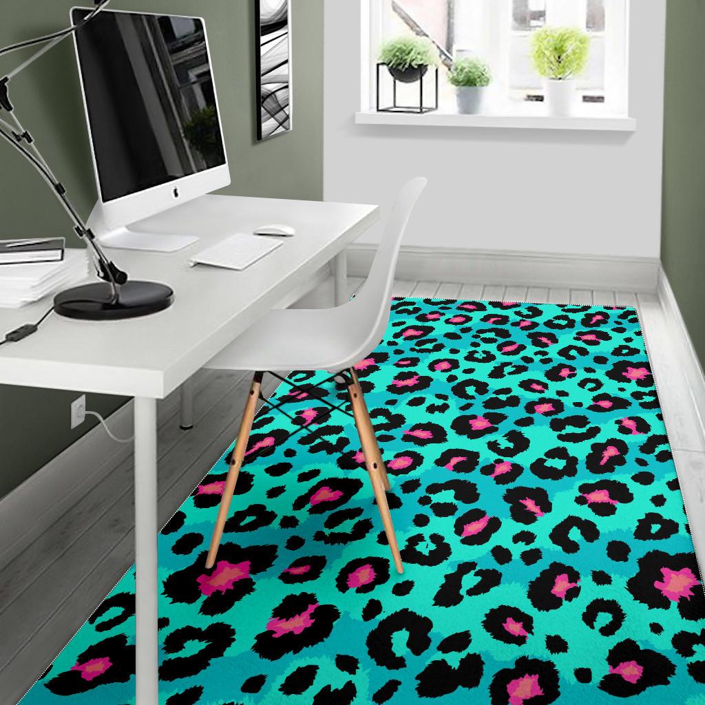 Green leopard skin print pattern Area Rug