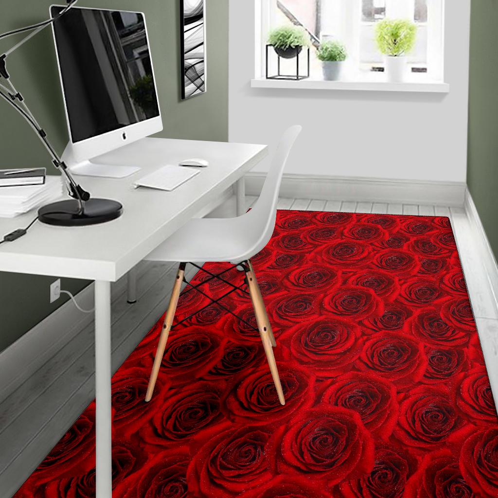 Rose Red Pattern Print Design RO04 Area Rugs