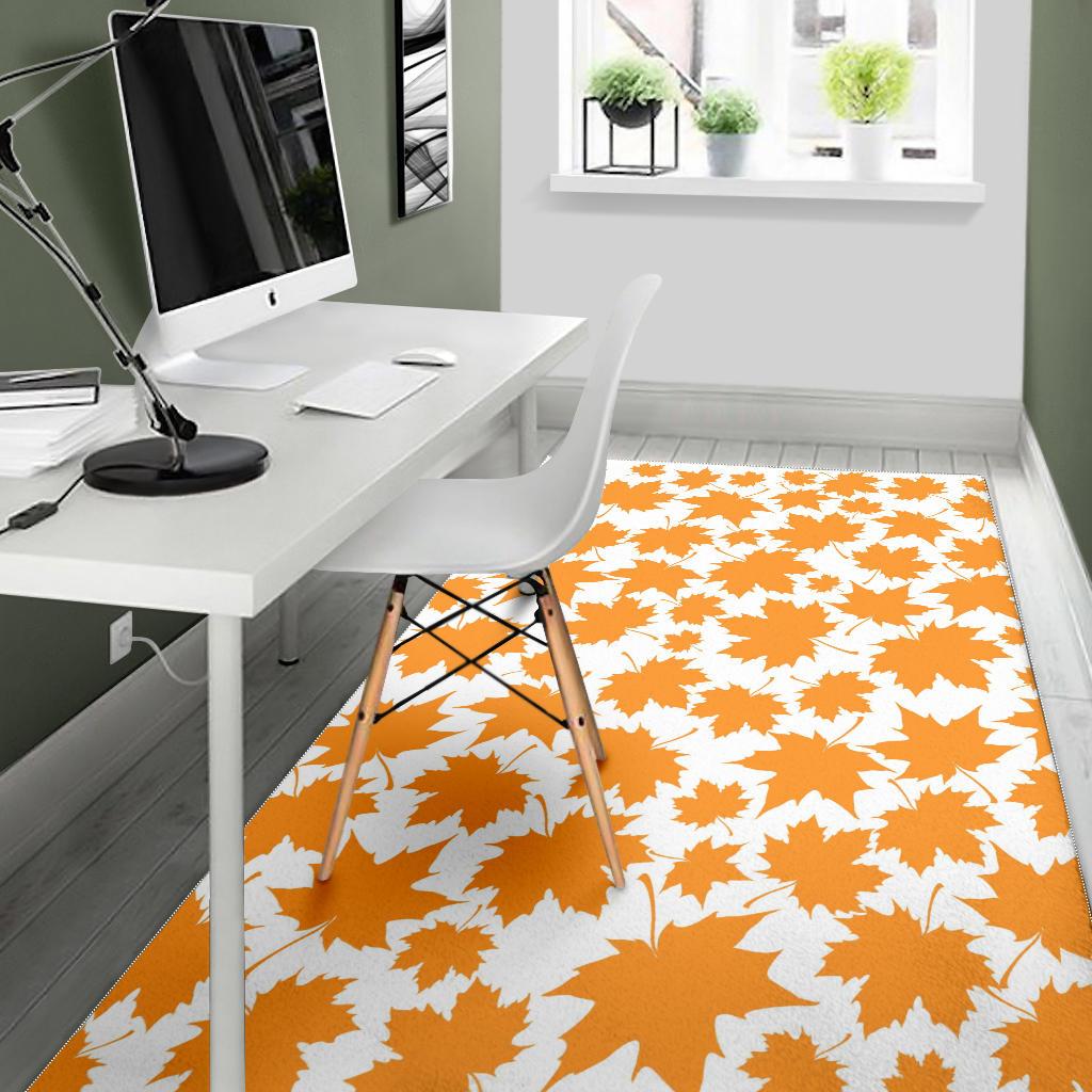 Orange Maple Leaf pattern Area Rug