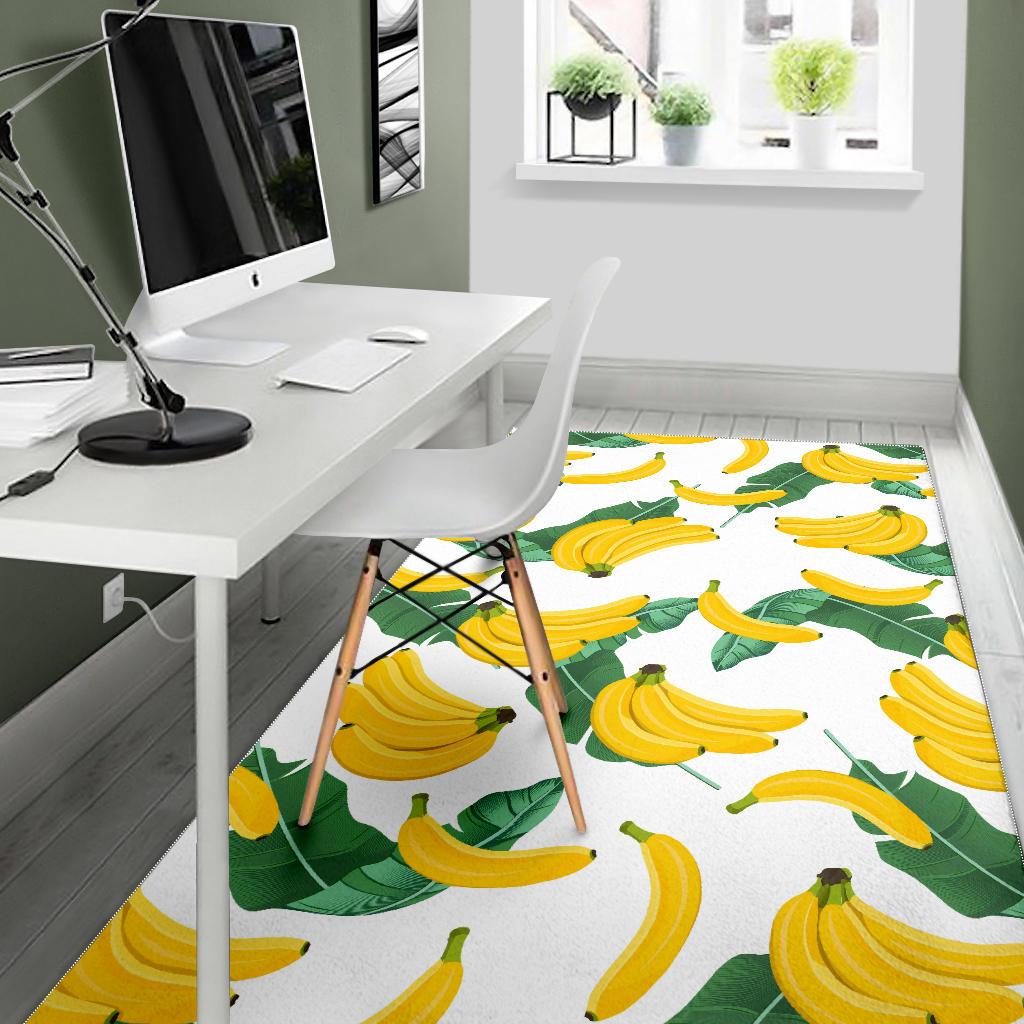 Banana and Leaf Pattern Area Rug