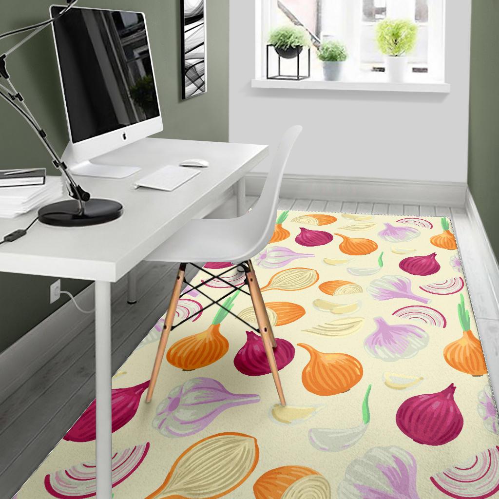Onion garlic white red pattern Area Rug