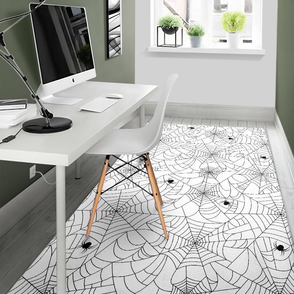 Spider web cobweb pattern white background Area Rug