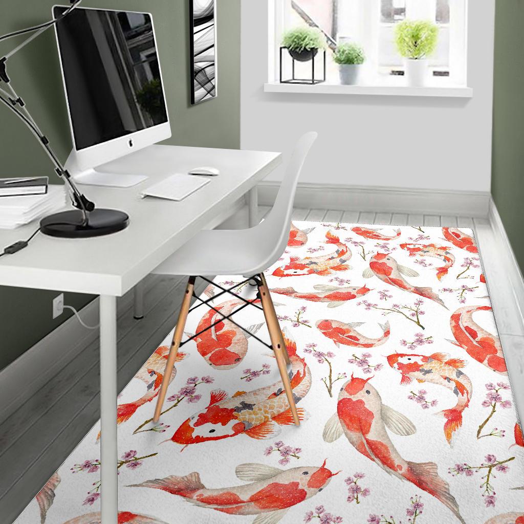 Watercolor Koi Fish Carp Fish pattern Area Rug