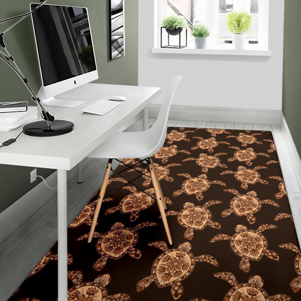 Tribal Sea Turtle Pattern Print Design T09 Area Rugs