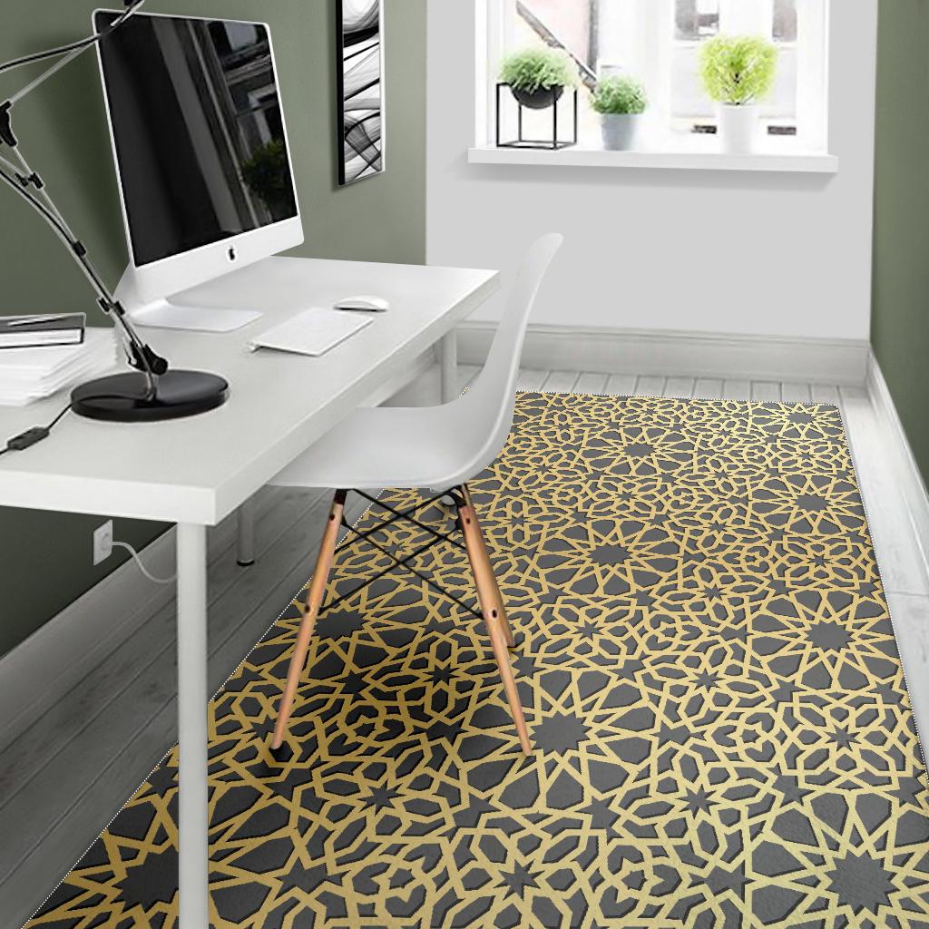 arabic star gold pattern Area Rug