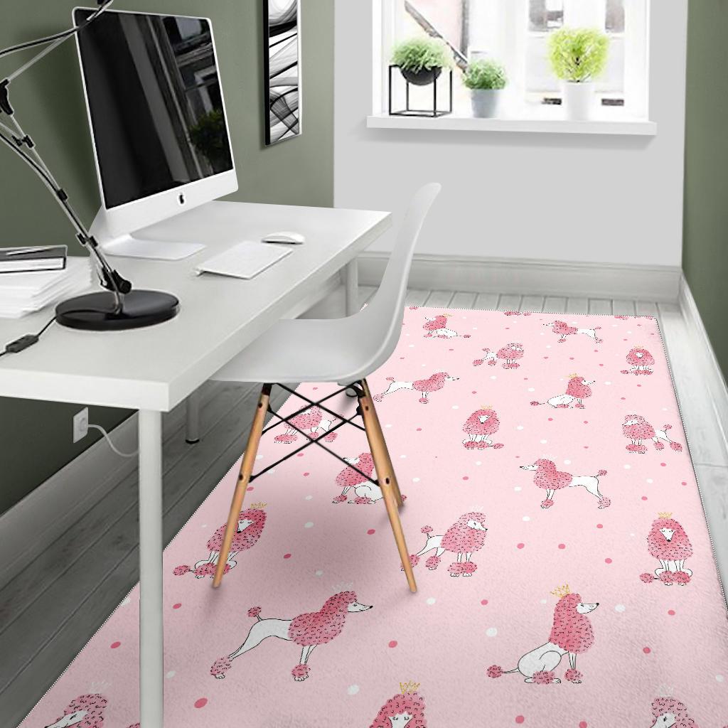 Poodle dog pink color theme Area RugPoodle dog pink color theme Area Rug