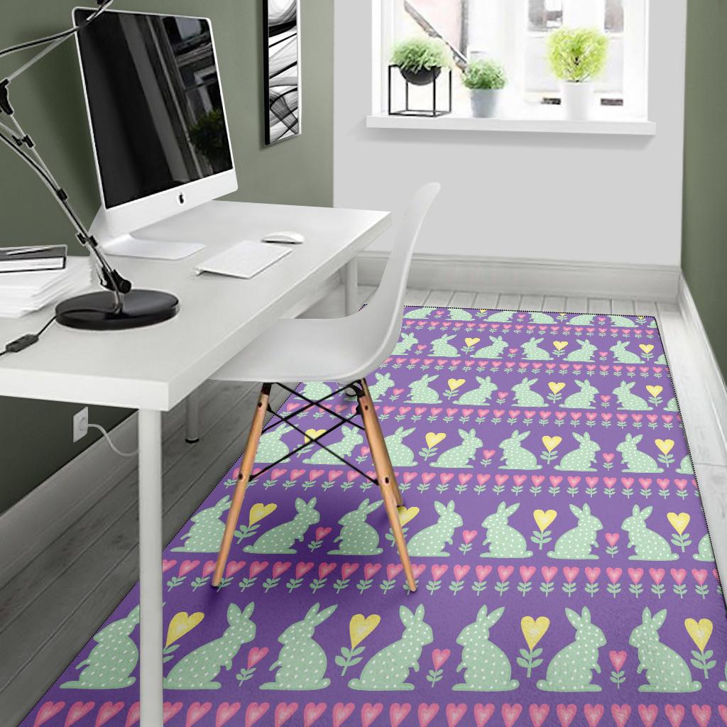 Rabbit Pattern Print Design RB01 Area Rugs