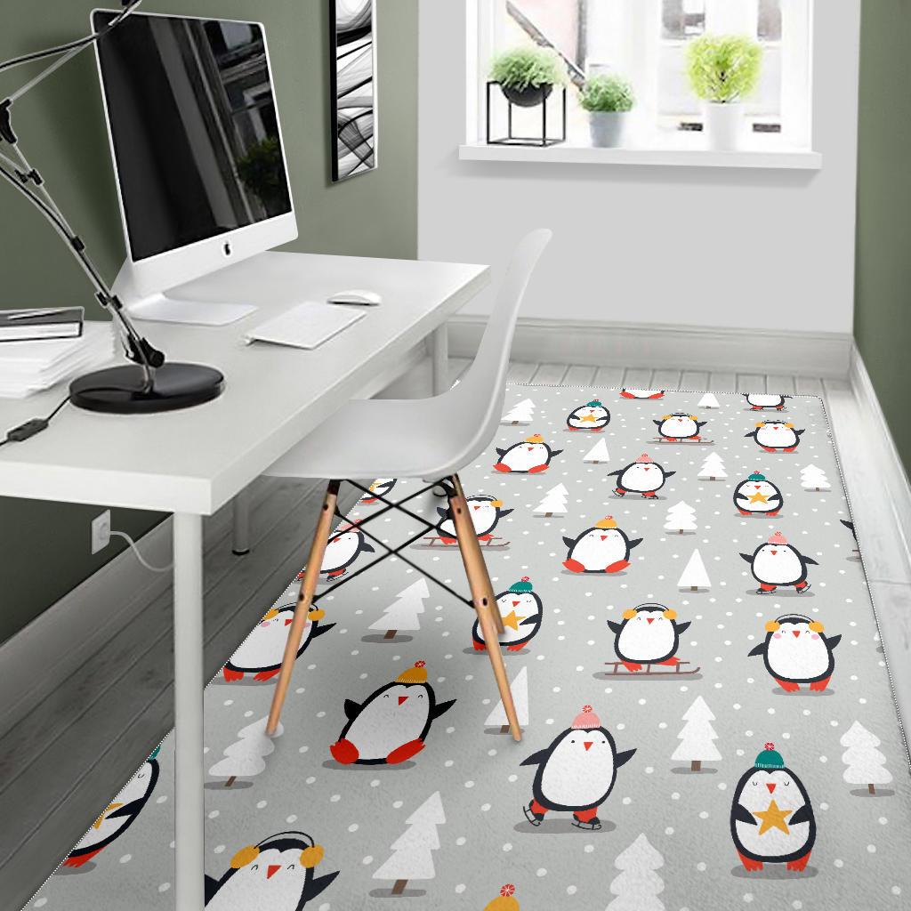 Cute Penguin christmas pattern Area Rug