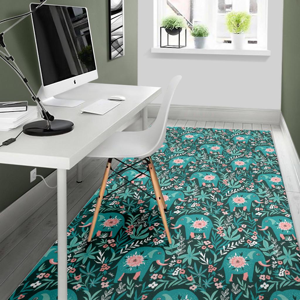 Elephants jungle pattern Area Rug