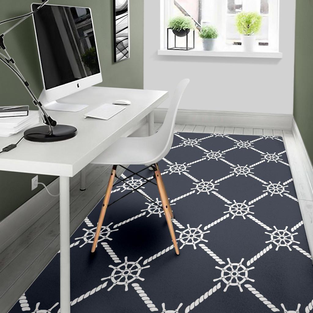 nautical steering wheel rope pattern Area Rug