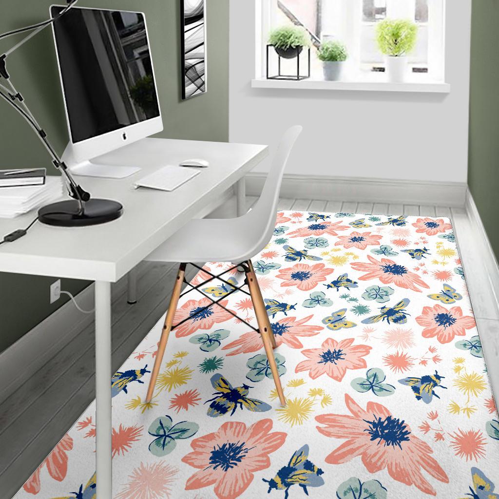 Hand Drawn Bee Pattern Area Rug