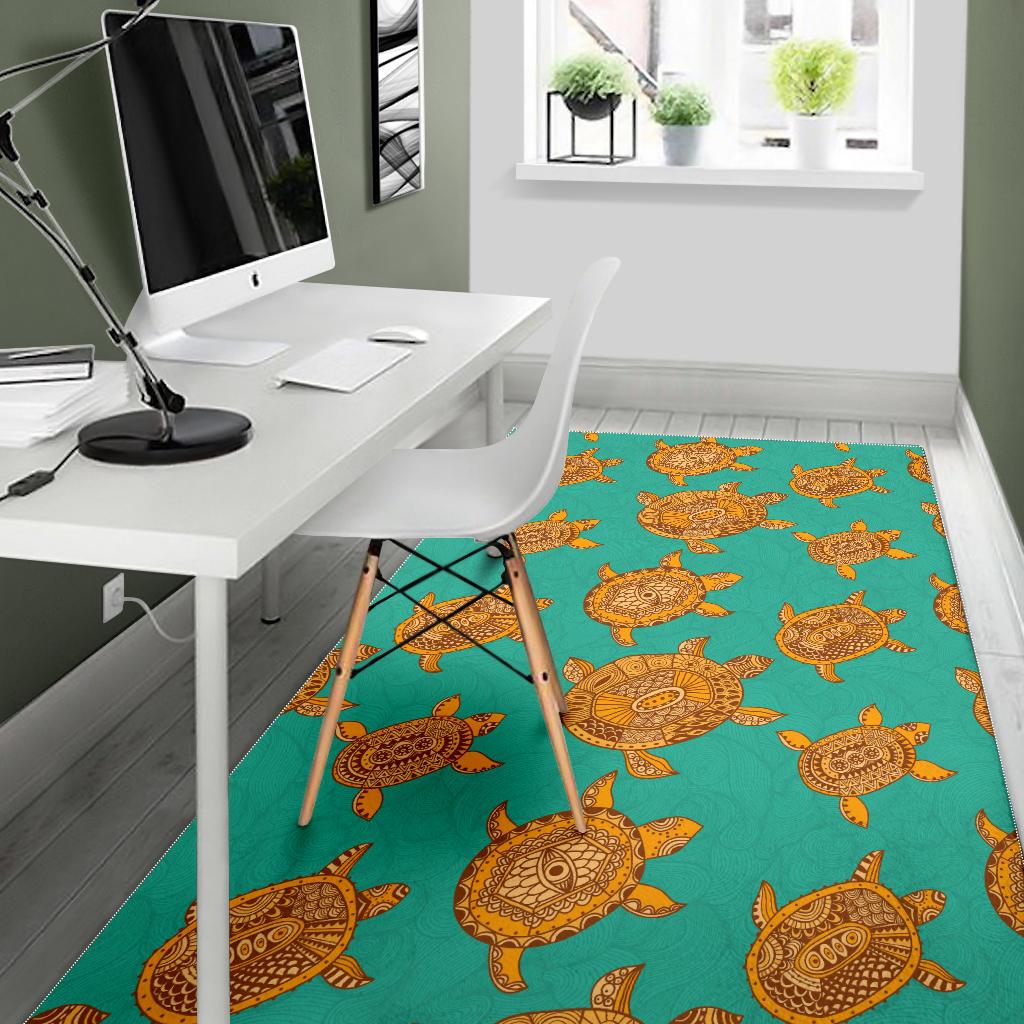 Sea Turtle Tribal Aboriginal Pattern Area Rug