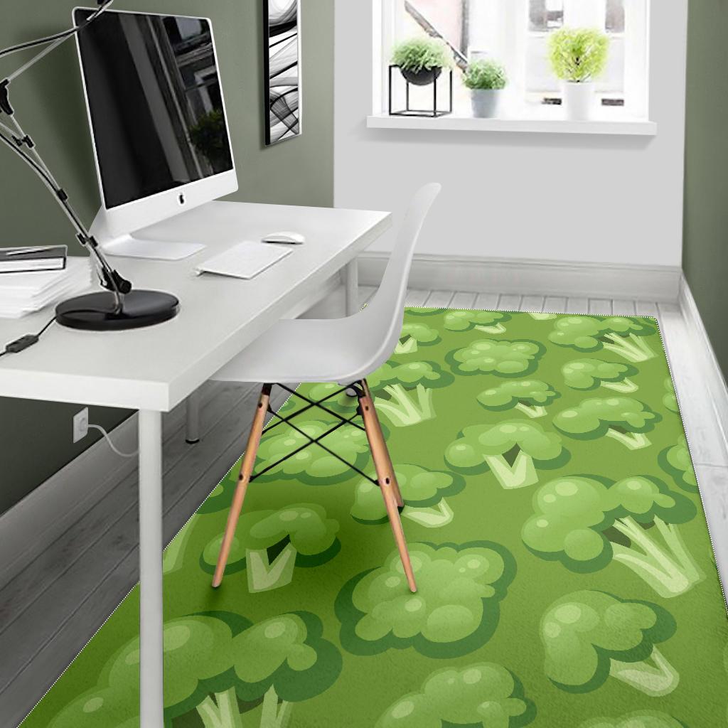 Broccoli pattern green background Area Rug