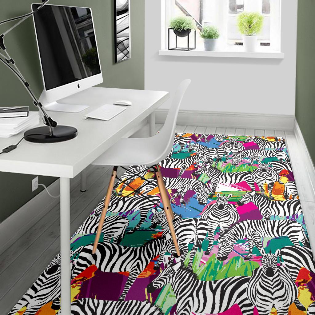 Zebra Colorful Pattern Area Rug
