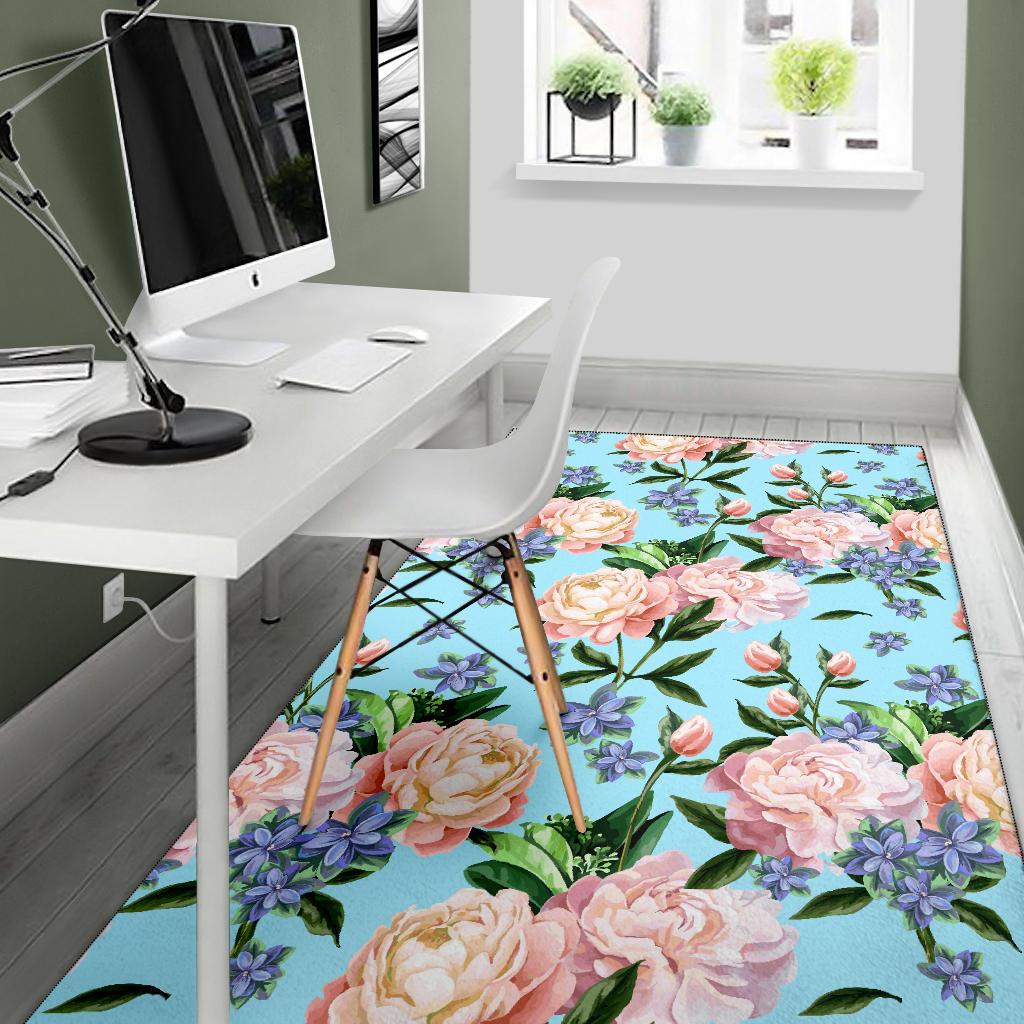 Peony Pattern Print Design PE02 Area Rugs