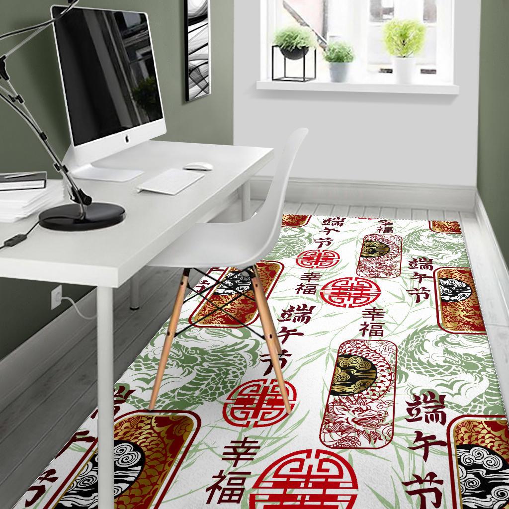 Dragon Pattern Happy Dragon Boat Festival Area Rug