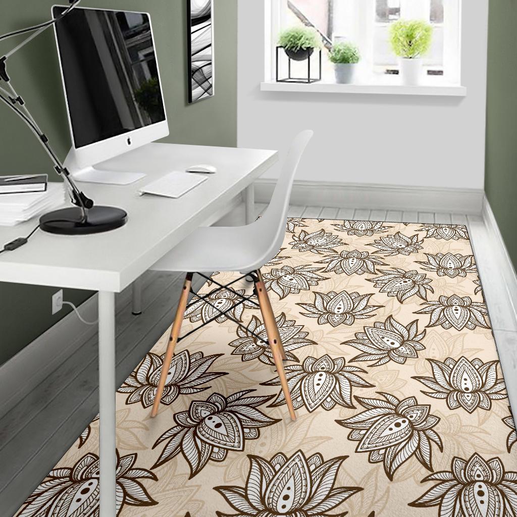 Lotus Boho Pattern Print Design LO05 Area Rugs